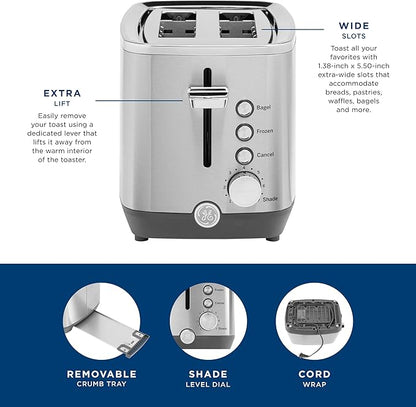 GE 2 Slice Stainless Steel Toaster, Extra Wide Slots - Image 3