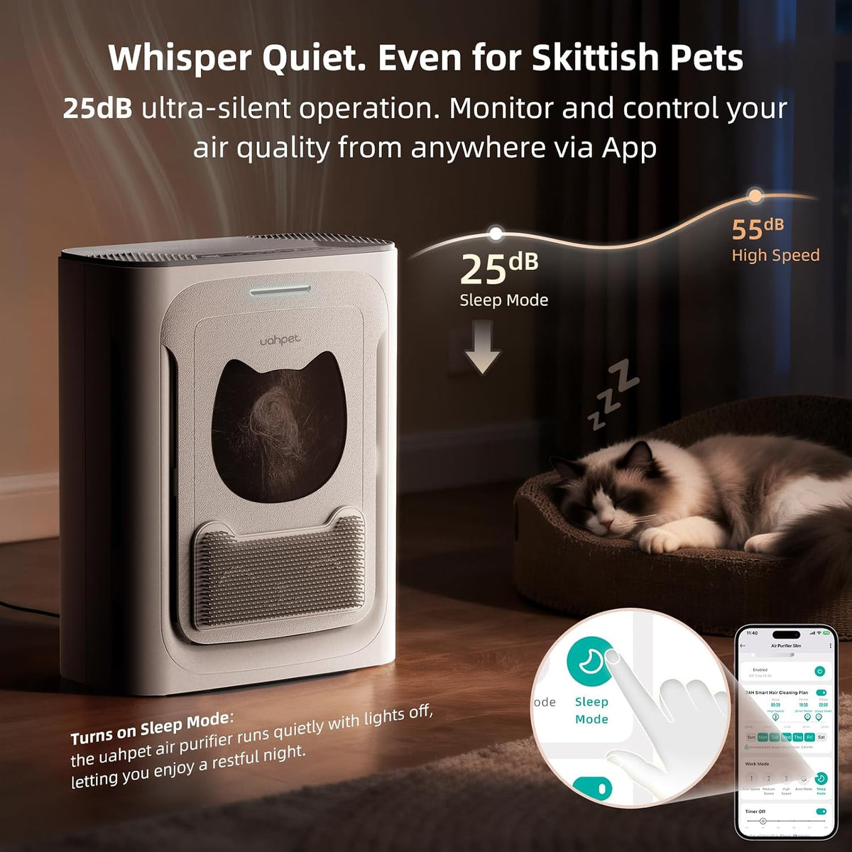 uahpet pet air purifier for home, reduce pet, package contents