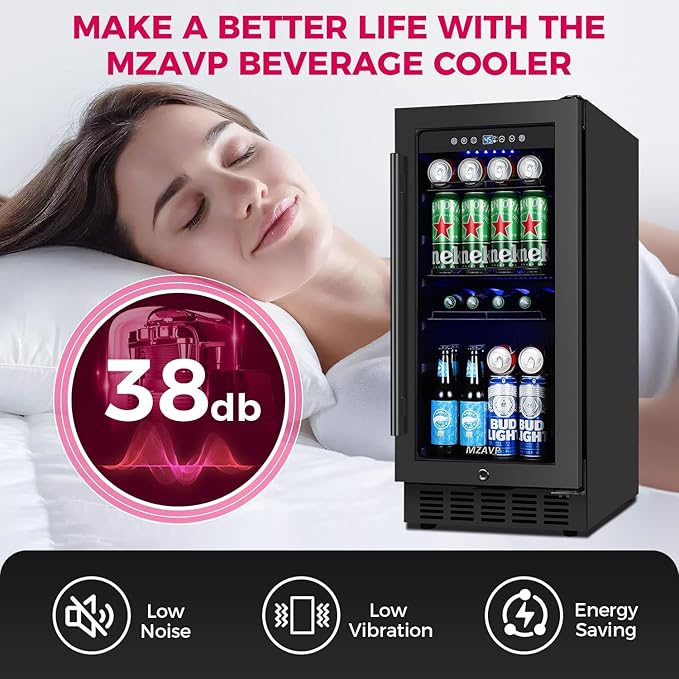 15 Inch Beverage Cooler Refrigerator, Freestanding or Built-In Mini Drinks - Image 6