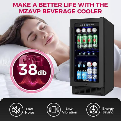 15 Inch Beverage Cooler Refrigerator, Freestanding or Built-In Mini Drinks - Image 6