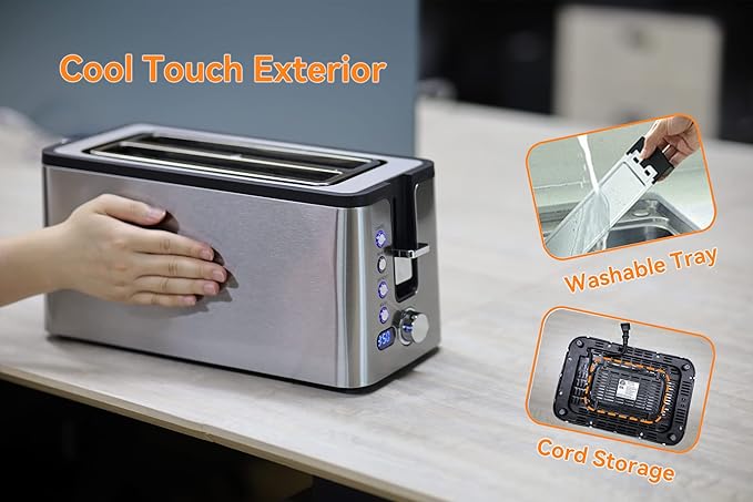 Mecity 4 Slice Toaster, Long Slot Toaster - Image 4