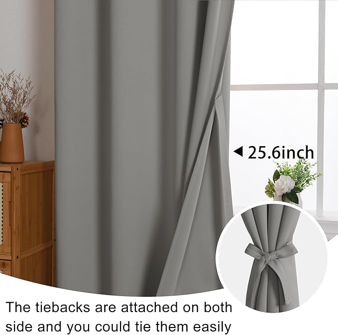 JIUZHEN Light Grey Blackout Curtains - Image 6