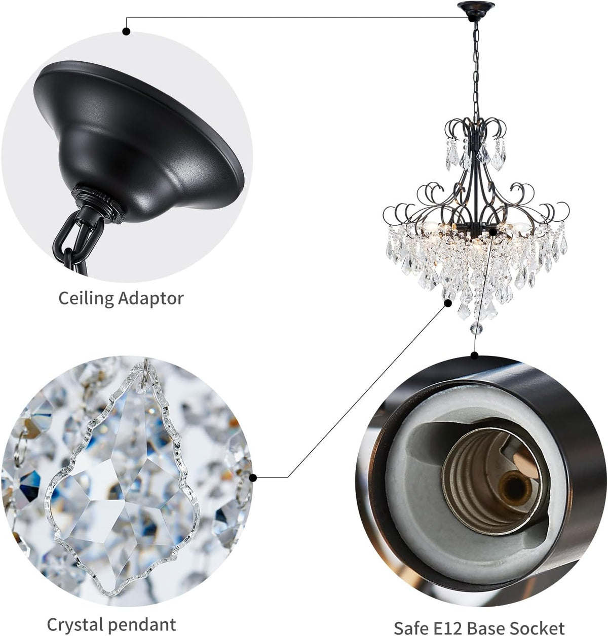 WUZUPS Crystal Chandelier 10-Light Pendant Ceiling Light Modern Lighting Fixt...