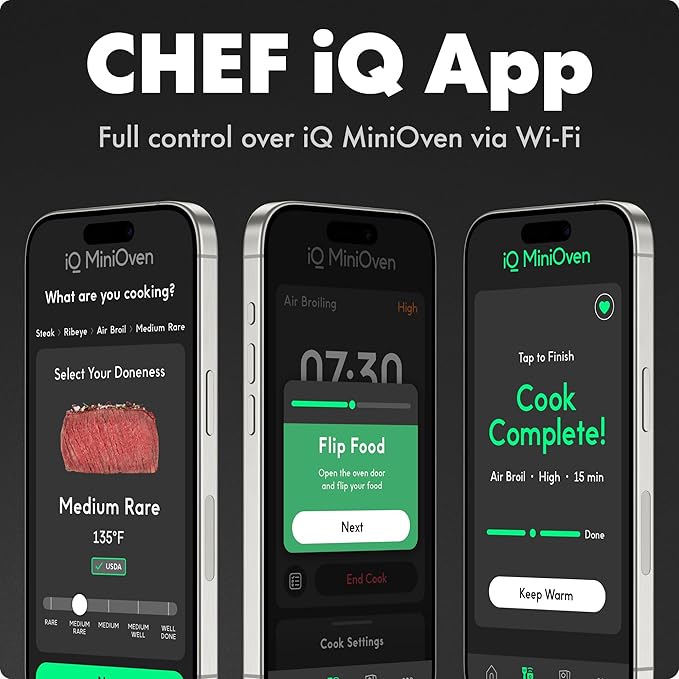 CHEF iQ MiniOven Smart Toaster Oven Air Fryer Combo, 11-in-1 Countertop - Image 8