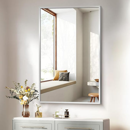 Silver Bathroom Mirror for Wall, 30x48 Inch Rectangle Mirrors - Image 2
