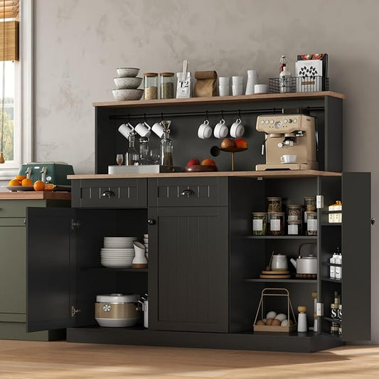 Sideboard Buffet Cabinet with 2 Drawers, Farmhouse Kitchen Pantry with by Gyfimoie