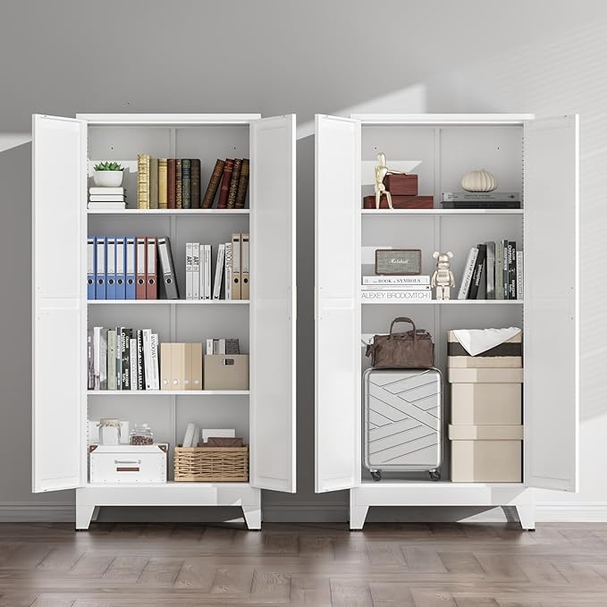 COFaR White Farmhouse Storage Kitchen Pantry Cabinet - Image 9