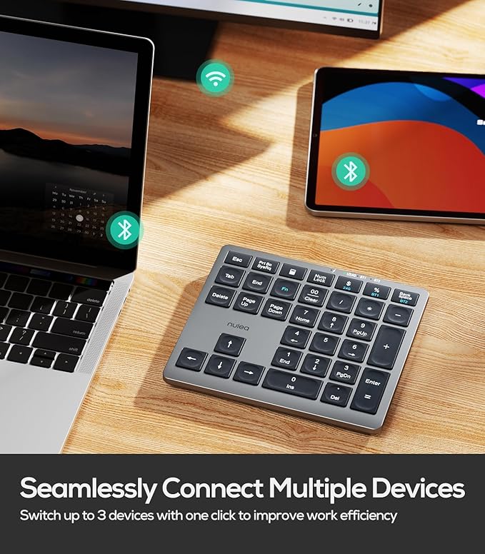 Nulea Wireless Number Pad Bluetooth 5.0 & 2.4G Portable Numeric Keyboard - Image 2