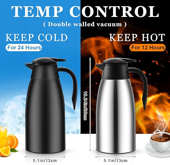 Norme 2 Pcs Thermal Coffee Carafe Insulated Stainless Steel Coffee Carafe - Image 2