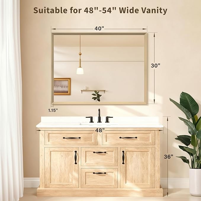 Oak Wood Effect Framed Wall Mirror, 30x40 Rectangle Mirror, Anti-desilvering - Image 2