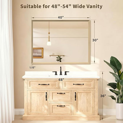 Oak Wood Effect Framed Wall Mirror, 30x40 Rectangle Mirror, Anti-desilvering - Image 2