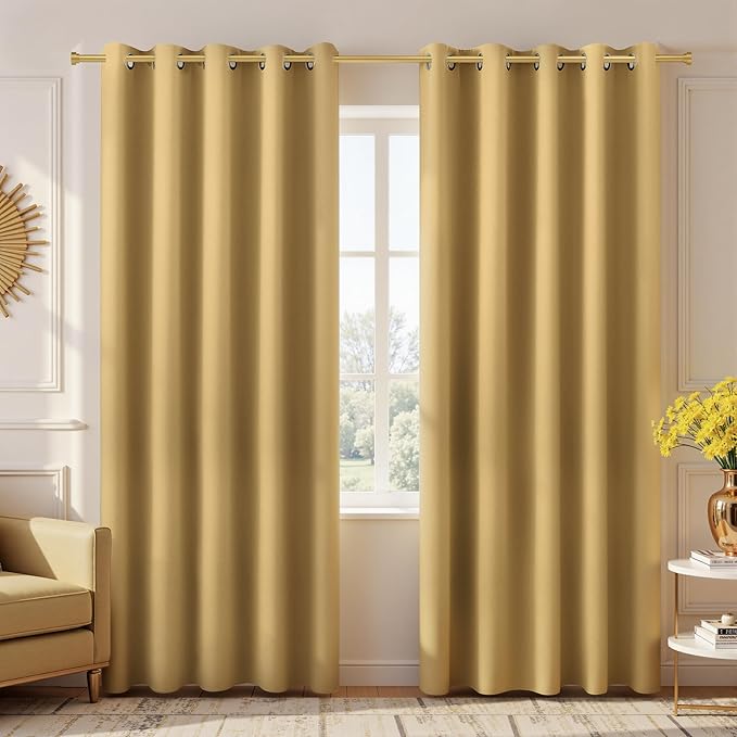 KOUFALL Gold Luxury Blackout Curtains by KOUFALL