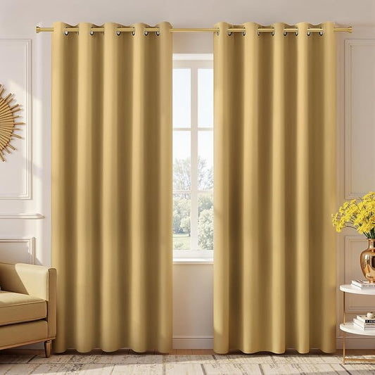 KOUFALL Gold Luxury Blackout Curtains by KOUFALL