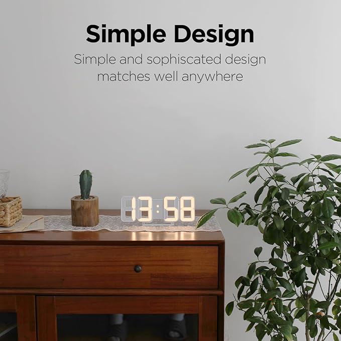 mooas 3D Pure mini White Gold LED Clock - Image 6