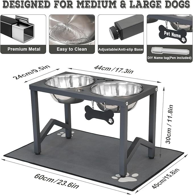 Elevated Dog Bowl Stand, 11.8 Inch Tall Raised Feeder - Image 3