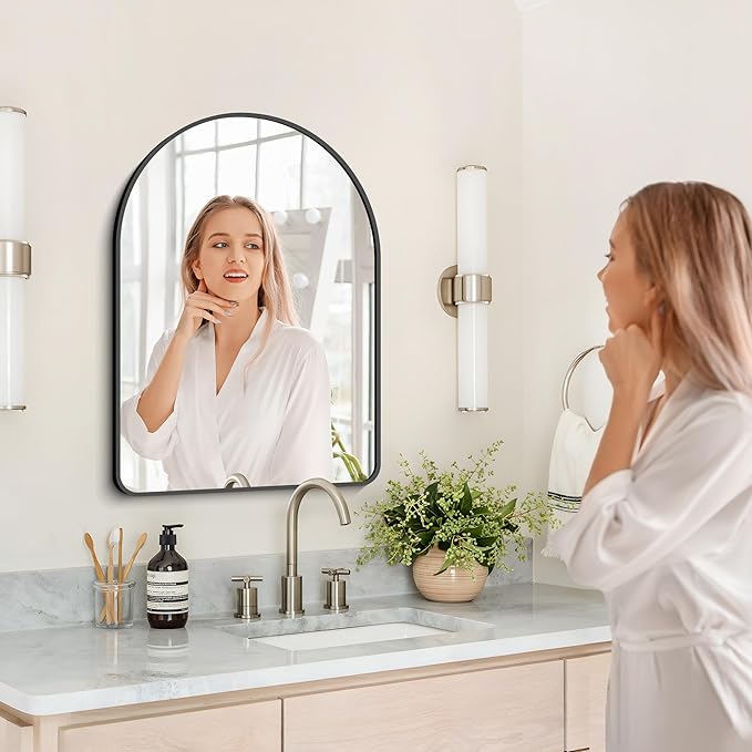 GLASHOM 20"x28" Black Arched Mirror - Image 4