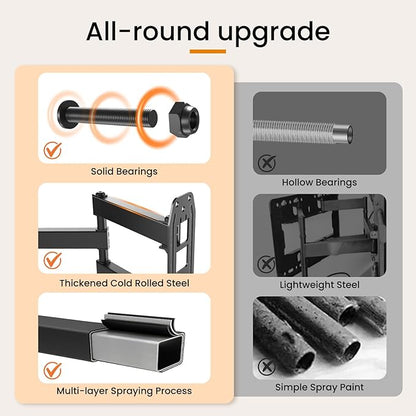 Full Motion TV Wall Mount for 23-55'' Flat & Curved TVs and Screen, Rotation - Image 4