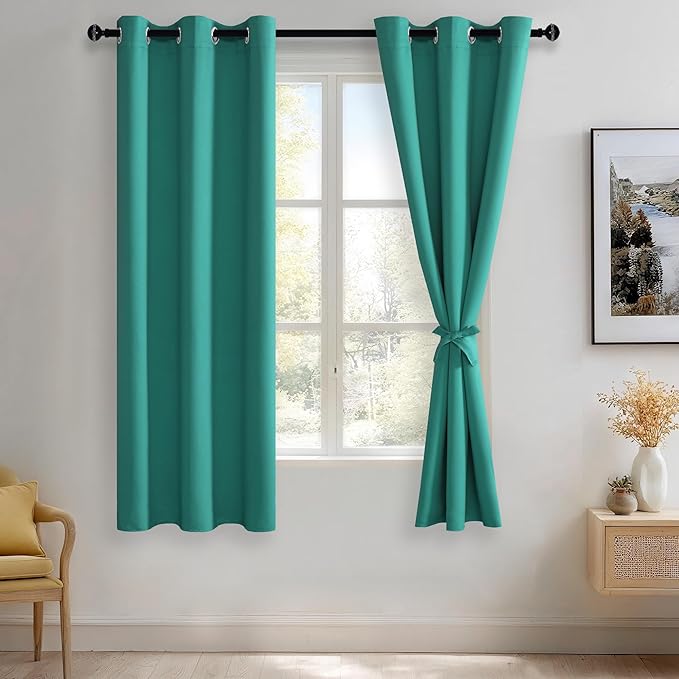 JIUZHEN Peacock Blue Blackout Curtains by JIUZHEN