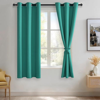 JIUZHEN Peacock Blue Blackout Curtains by JIUZHEN