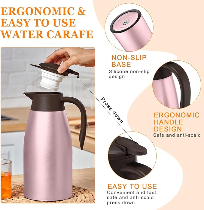 Norme 2 Pcs Thermal Coffee Carafe Insulated Stainless Steel Coffee Carafe - Image 3