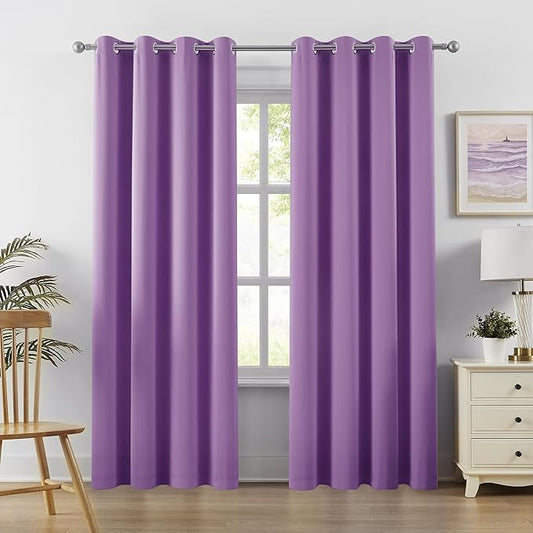 DUALIFE 96 Inch Length Purple Blackout Curtain Panels/Drapes by DUALIFE