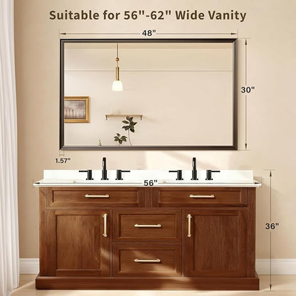 Retro Copper Effect Framed Wall Mirror, 30x48 Rectangle Mirror, - Image 2