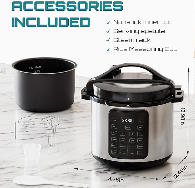 OLIXIS Electric Pressure Cooker 8 Quart Stainless Steel Multi Cooker Electric - Image 4