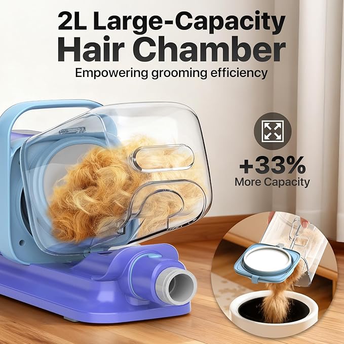 Dog Grooming Kit with Vacuum, 15000Pa Pet Hair Clipper and Shedding Brush - Image 8