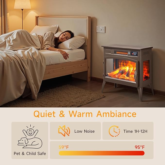 24″ Freestanding Electric Fireplace Stove - Image 8