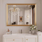 Amorho Bathroom Mirror, 48x36 Inch Golden Thick Metal Framed Wall Mirrors by Amorho