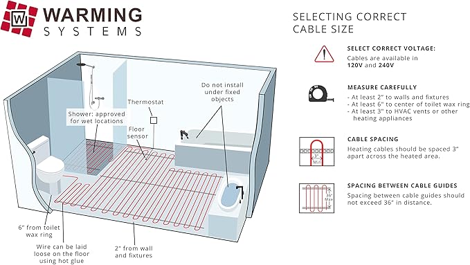 130 Sqft Warming Systems 120 V Electric Tile Radiant Floor Heating Cable - Image 4