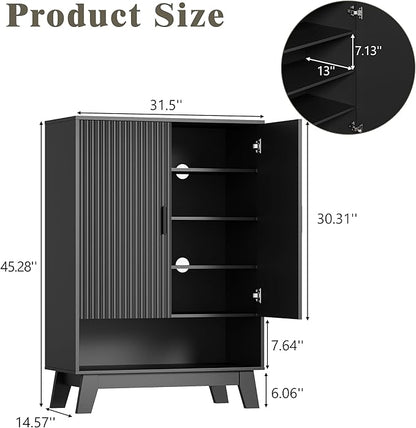 Shoe Cabinet Storage for Entryway, 5 Tier Fluted Shoe Storage Cabinet - Image 2
