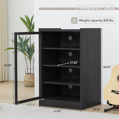 LEVNARY Media Cabinet with Door, AV Media Storage Shelf with Cable Management - Image 2
