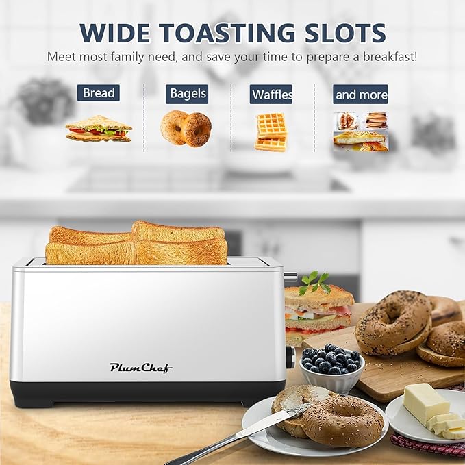 4-Slice Toaster, Extra Wide Long Slot Toaster, 6 Browning Settings, - Image 2