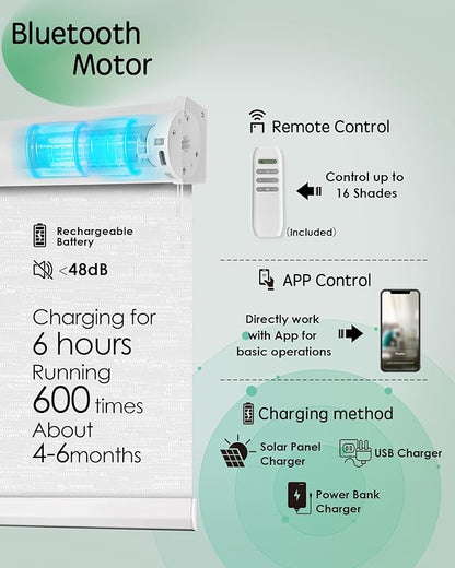 Yoolax Motorized Blinds App Control, Light Filtering Motorized Shades - Image 3