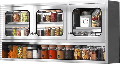 ZZV Kitchen Wall Cabinet, Stainless Steel Wall Mounted Cabinet by ZZV