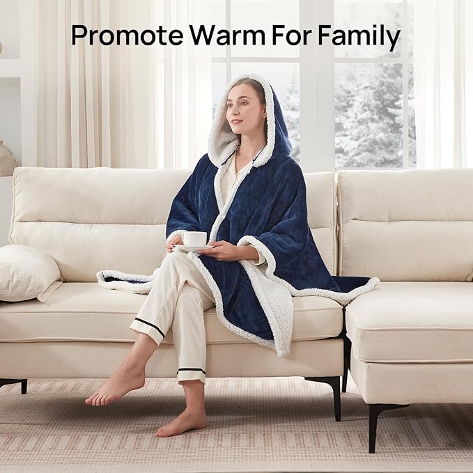Westinghouse Wearable Heated Throw Blanket, Electric Heated Wrap Poncho Shawl - Image 3