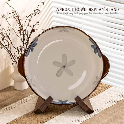 ANBOXIT Bowl Stands for Display, 6.5 Inch Plate Holder, Wooden Easel Frame - Image 2