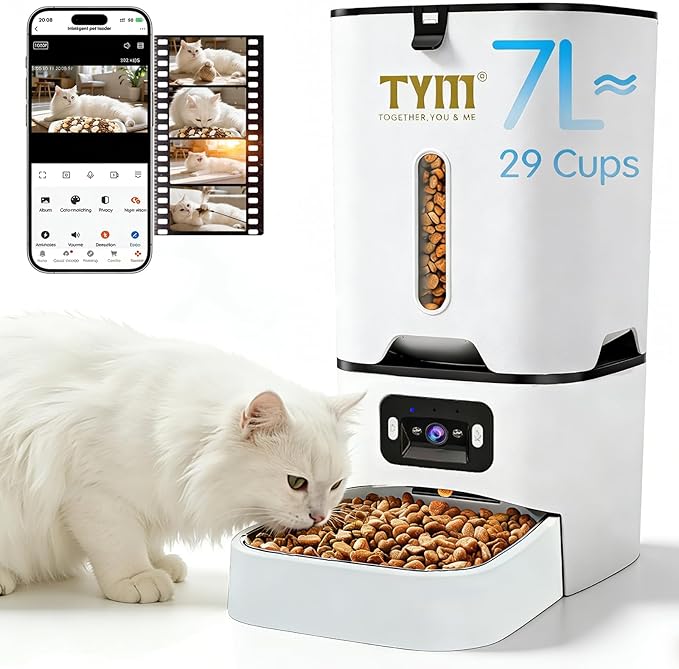 TYM Automatic Cat Feeder with Camera, 5G WiFi Auto Cat Dog Food Dispenser with by TYM