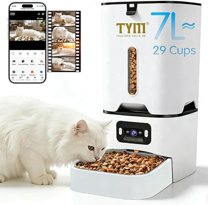 TYM Automatic Cat Feeder with Camera, 5G WiFi Auto Cat Dog Food Dispenser with by TYM