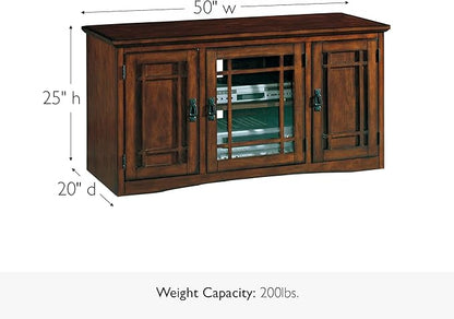 Leick Home 82350 Solid Wood Mission Oak Three Door TV Stand - Image 3