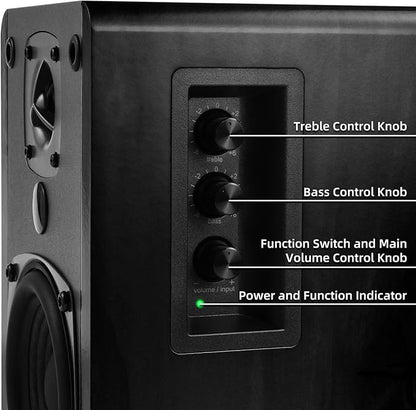 SINGING WOOD BT27 Active Powered Bluetooth Bookshelf Speakers - Image 6