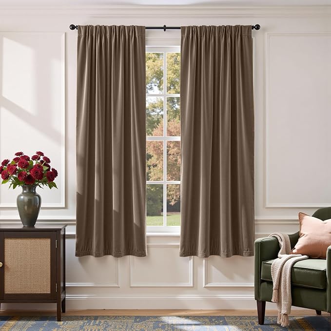 Lazzzy Velvet Blackout Curtains Thermal Insulated Room Window Drapes Super Soft by Lazzzy