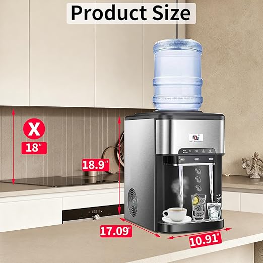 NUNET 3-in-1 Portable Ice Maker Water Dispenser Countertop Built-in Ice Machine - Image 4
