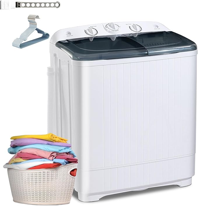 Portable 22 lbs Twin Tub Washing Machine by Erivess