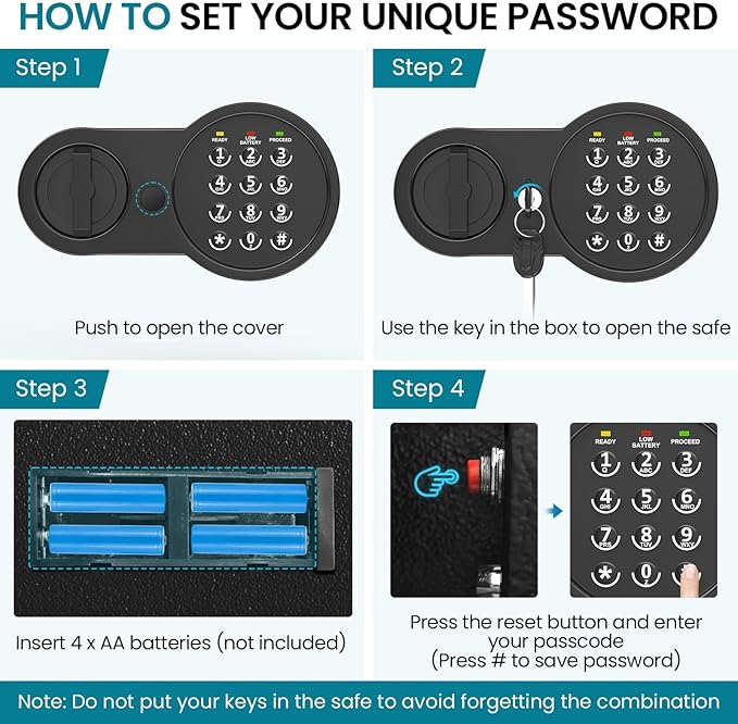 Safe Box with Fireproof Waterproof Bag, Home Safe with Keys & Pass Code & Wall - Image 7