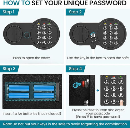 Safe Box with Fireproof Waterproof Bag, Home Safe with Keys & Pass Code & Wall - Image 7