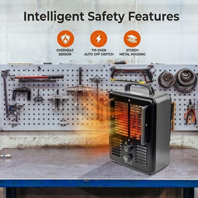 Comfort Zone Electric Portable Milkhouse Style Utility Space Heater - Image 5