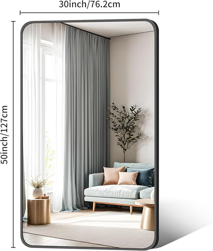 30 x 50 Inch Bathroom Mirror, Matte Black Wall Mirror - Image 6