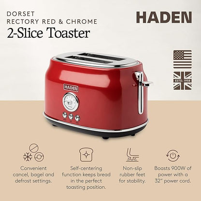Haden Dorset 2 Slice Wide Slot Stainless Steel Toaster - Image 2